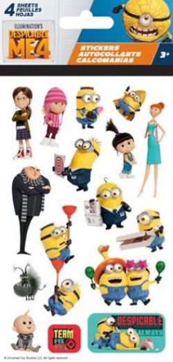 AUTOCOLLANTS DÉTESTABLE-MOI MINIONS - 4 FEUILLES